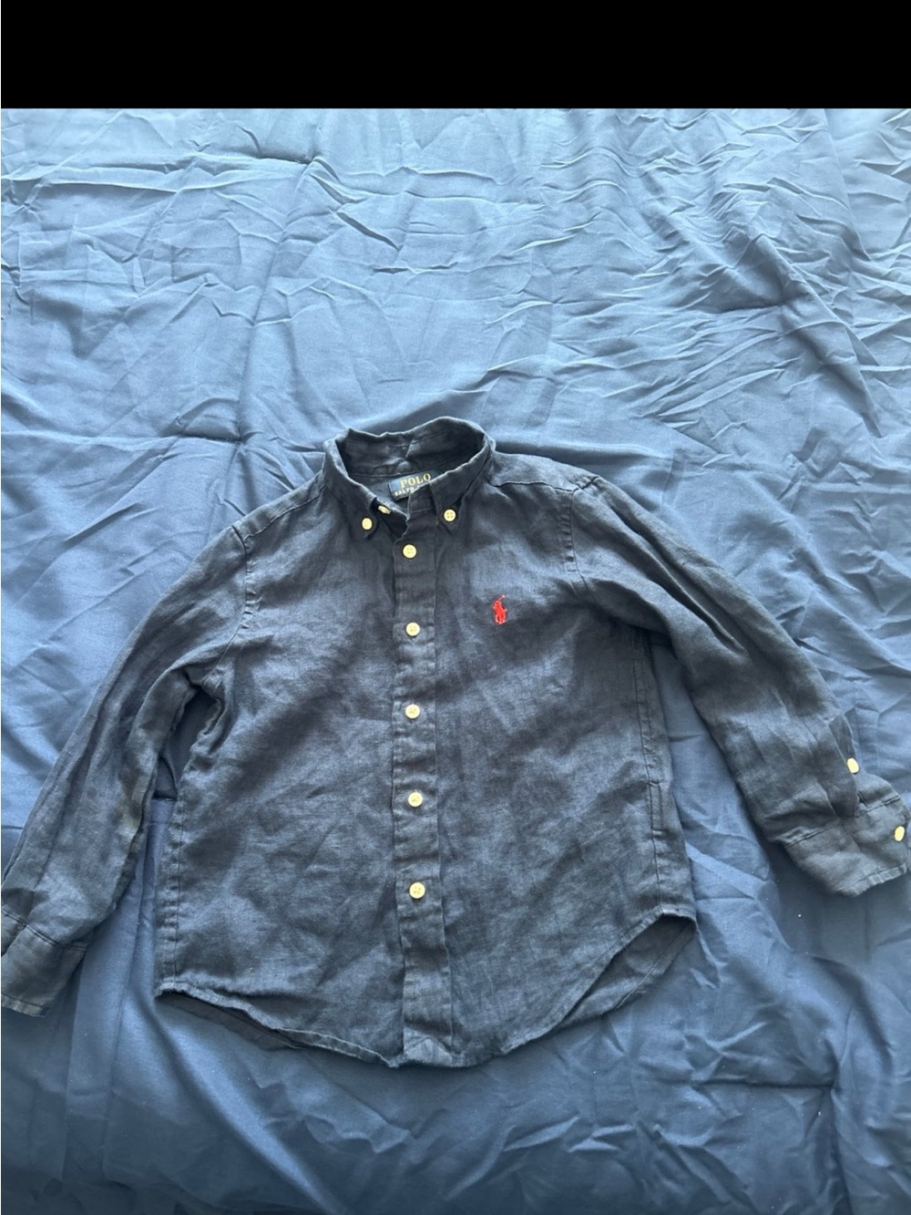 Ralph Lauren Dark Blue Button-Down Shirt with Red Pony Logo
